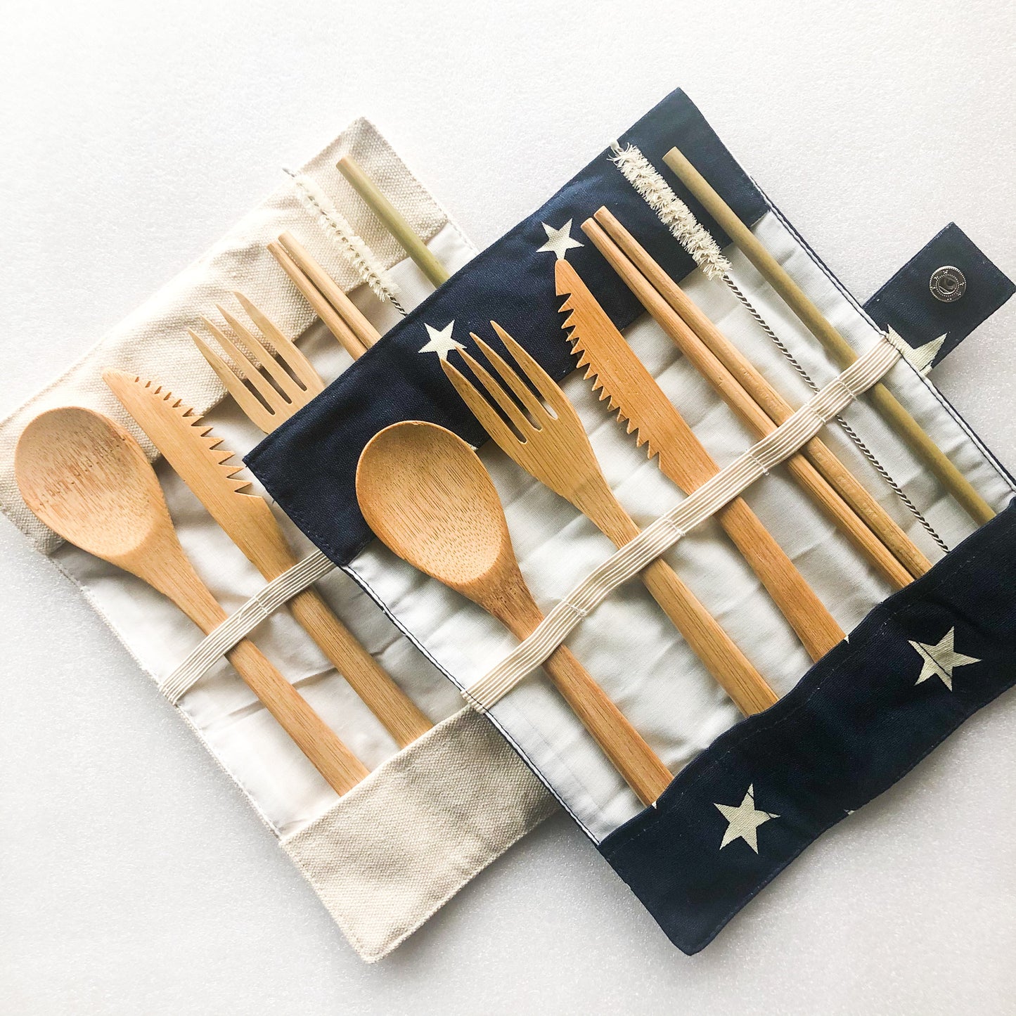 Bamboo Cutlery Set | Zero Waste Reusable | Washable Organic Cotton