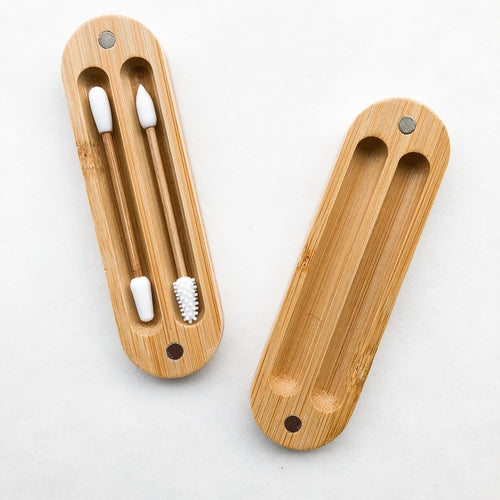 Reusable Plastic Free Bamboo Silicon Q-Tips with Bamboo Case | Zero