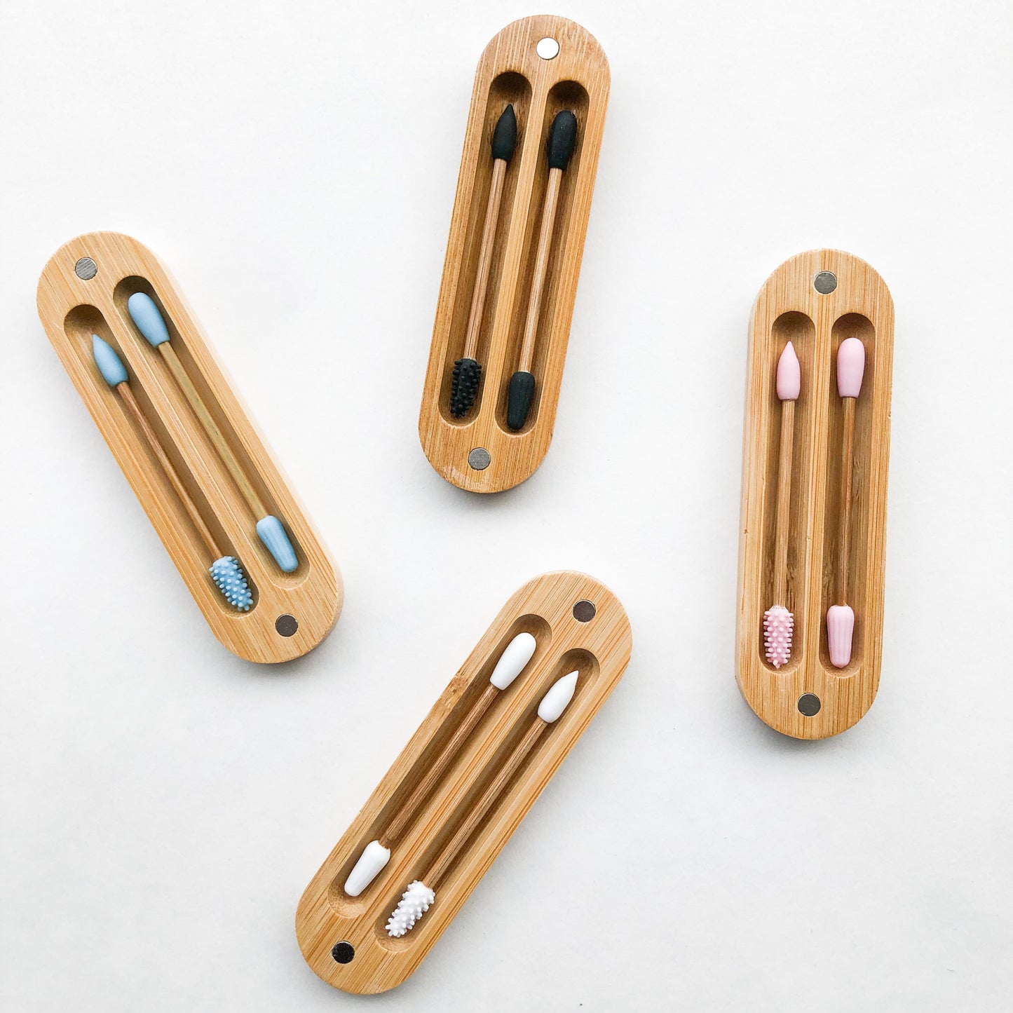 Reusable Plastic Free Bamboo Silicon Q-Tips with Bamboo Case | Zero