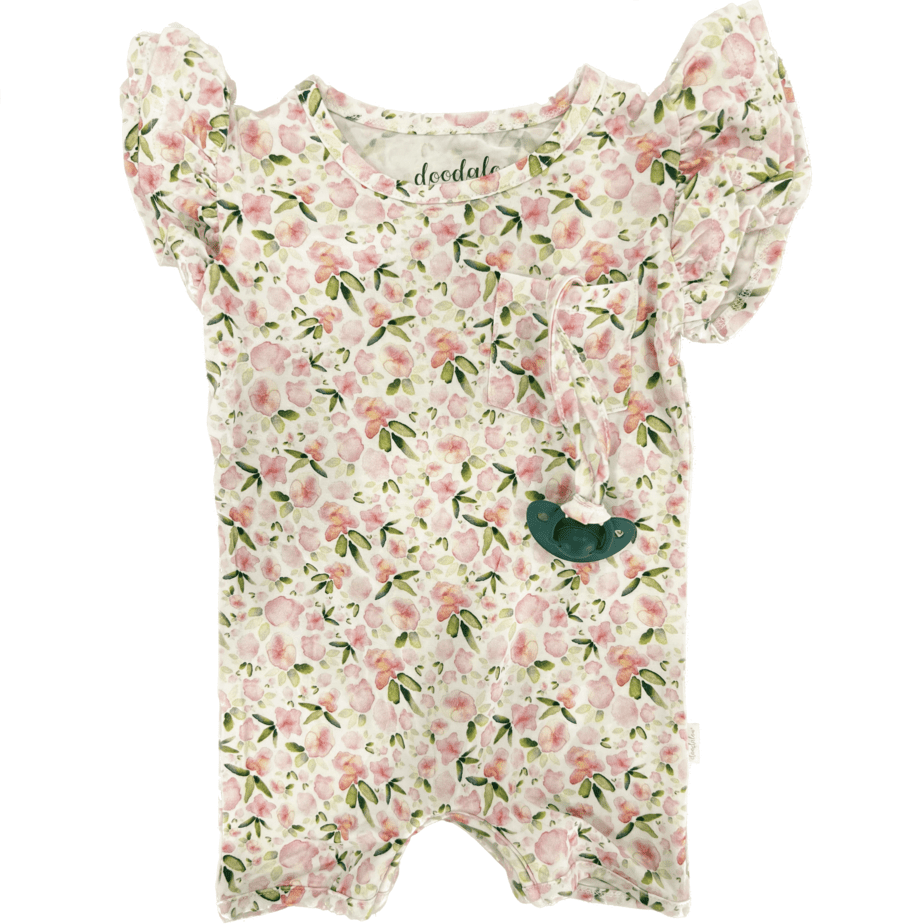 You Grow Girl -  Bamboo Baby Romper Ruffle Sleeves with Shorts