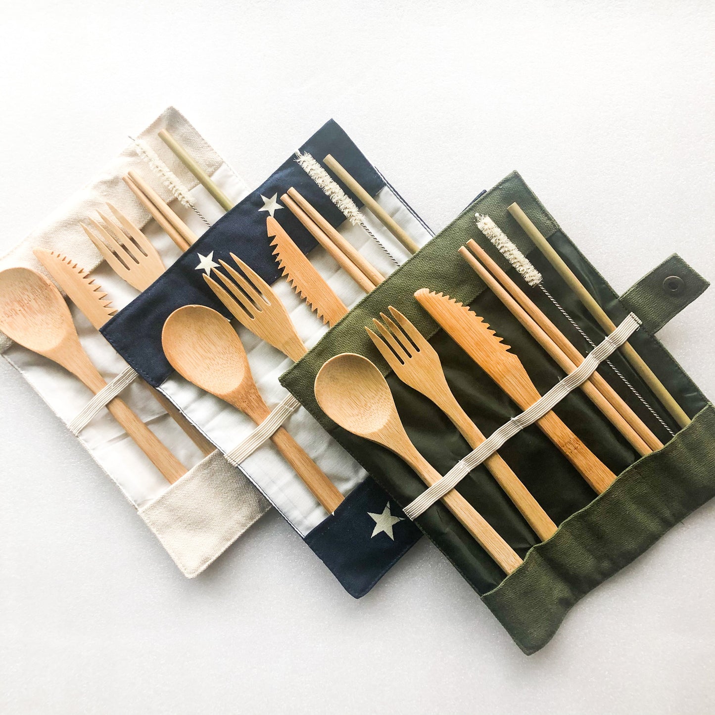 Bamboo Cutlery Set | Zero Waste Reusable | Washable Organic Cotton